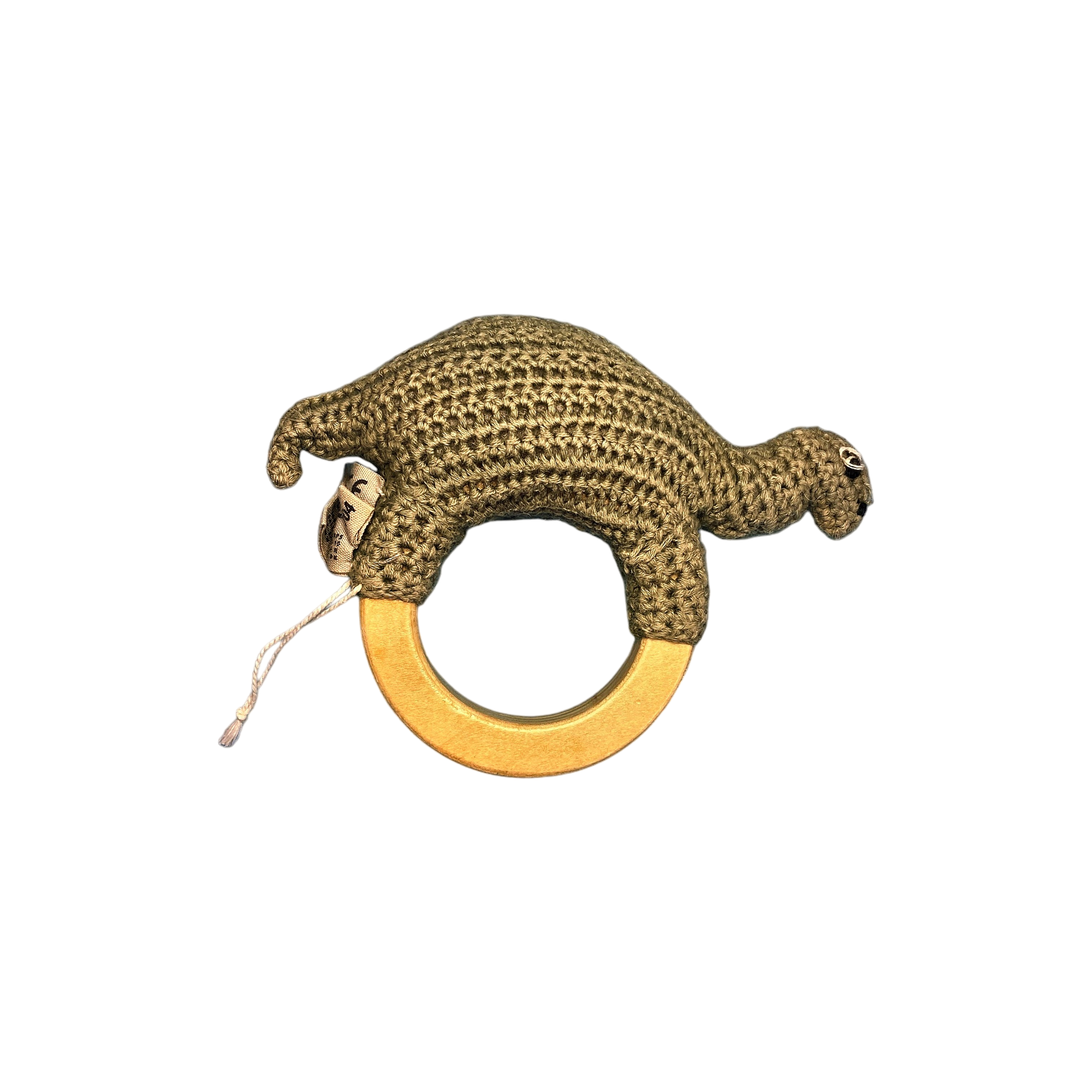 Hochet en tricot - Dinosaure Très bon état -  reconditionné disponible sur Label Emmaüs